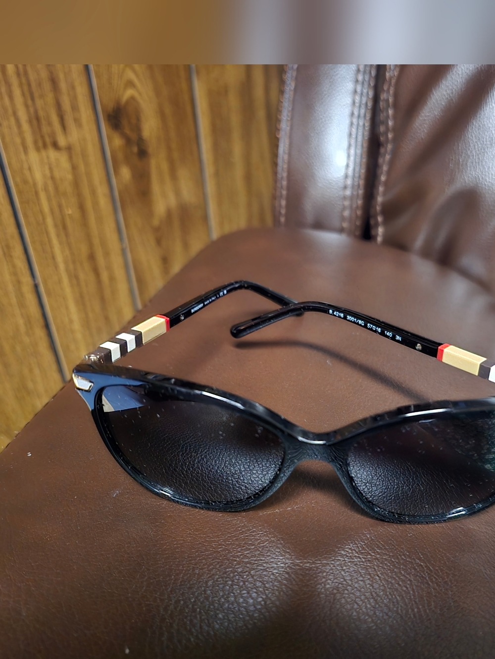 Burberry Black Cat-Eye Sunglasses with Signature Check Accent